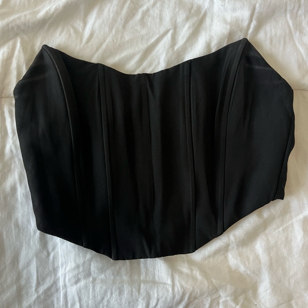 White Fox Black Corset Top